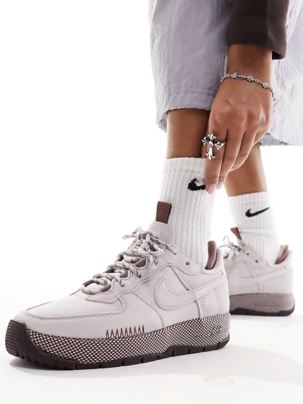 New Nike Air Force 1 Wild Sneakers Women’s 9 Platinum Violet Mauve Leather Suede